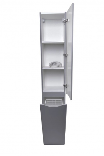 Шкаф-колонна Style Line Бергамо с корзиной, Люкс антискрейтч серый, PLUS фото 2