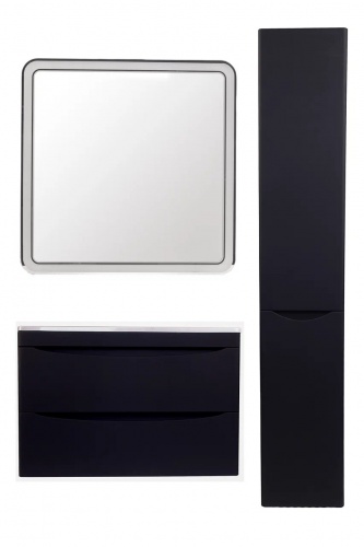 Шкаф-колонна Style Line Бергамо L с корзиной, Люкс антискрейтч черный, PLUS фото 5