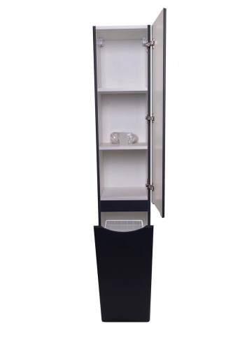 Шкаф-колонна Style Line Бергамо с корзиной, Люкс антискрейтч черный, PLUS фото 2