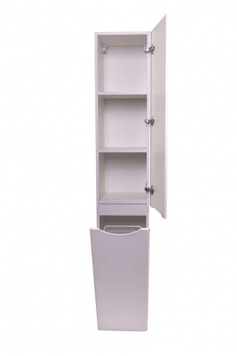 Шкаф-колонна Style Line Бергамо с корзиной, Люкс антискрейтч белый, PLUS фото 2