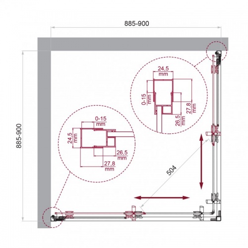 Душевой уголок BelBagno LUCE-A-2-90-C-ORO фото 4