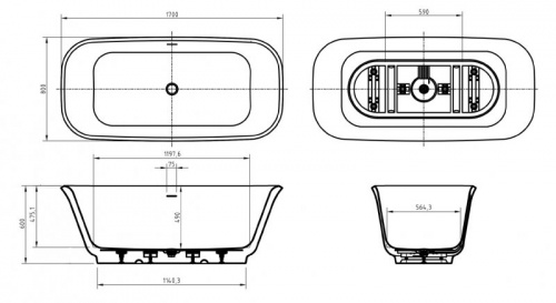 Ванна BelBagno BB702-1700-800-K фото 9