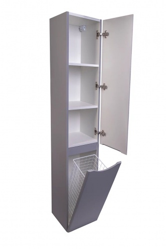 Шкаф-колонна Style Line Бергамо L с корзиной, Люкс антискрейтч серый, PLUS фото 3