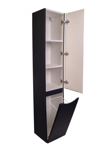 Шкаф-колонна Style Line Бергамо L с корзиной, Люкс антискрейтч черный, PLUS фото 3