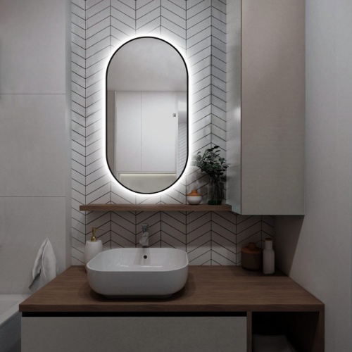 Зеркало АQUAme AQM9109B 55x105, с посветкой и подогревом