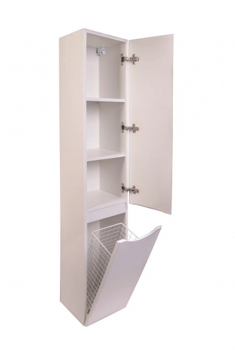 Шкаф-колонна Style Line Бергамо с корзиной, Люкс антискрейтч белый, PLUS фото 3
