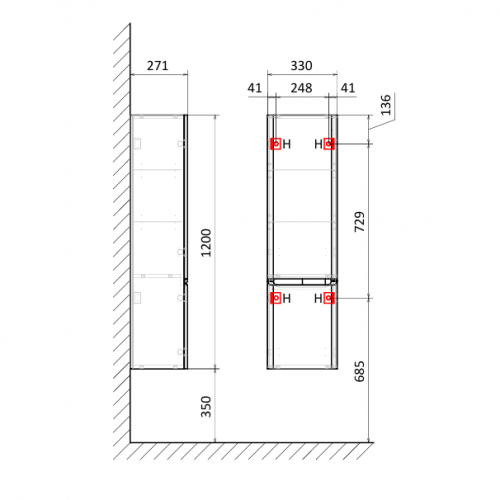 Шкаф-пенал AQUAme S4 AQM9004GM фото 5
