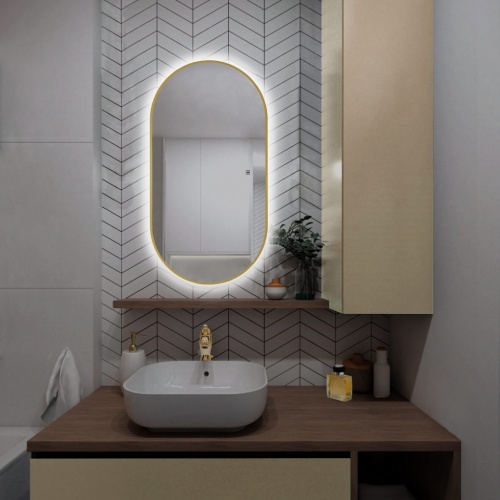 Зеркало АQUAme AQM9108G 55x105, с посветкой и подогревом