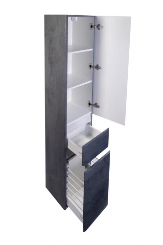 Шкаф-колонна Style Line Атлантика 35 с корзиной, Люкс бетон темный, PLUS фото 3